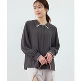 チャコール(06) | 配色ダブルカラーブラウス | ROPE' PICNIC