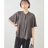 チャコール(06) | ジョーゼットタックハーフスリーブブラウス | ROPE' PICNIC