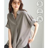 チャコール(06) | スキッパーシャツブラウス/UVカット・接触冷感・防シワ | ROPE' PICNIC