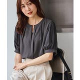 チャコール(06) | 袖プリーツハーフスリーブブラウス | ROPE' PICNIC