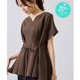 ブラウン(20) | 【ベストヒット】ハートネックペプラムブラウス/接触冷感 | ROPE' PICNIC