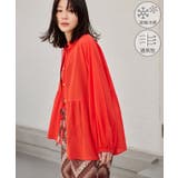 オレンジ(70) | お着軽シャツシリーズ フリルカラーシアーペプラムブラウス/接触冷感・通気性 | ROPE' PICNIC