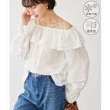 ホワイト(10) | お着軽シャツシリーズ レース使い2WAYオフショルシアーブラウス 接触冷感 | ROPE' PICNIC