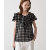 ブラック(01) | マドラスチェックボイルシアーブラウス | ROPE' PICNIC