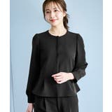 ブラック(01) | 360°ウルトラストレッチ 羽織れるペプラムブラウス 花粉ガード | ROPE' PICNIC