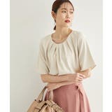 ベージュ(27) | リサイクルポリエステルフロントタックハーフスリーブブラウス | ROPE' PICNIC