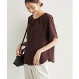 ワイン(66) | リサイクルポリエステルフロントタックハーフスリーブブラウス | ROPE' PICNIC