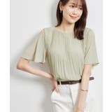 ベージュ(27) | カップ付きプリーツブラウス | ROPE' PICNIC