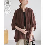 ブラウン(20) | 【UVケア・防シワ】羽織れるピンタックデザインペプラムシャツ | ROPE' PICNIC