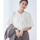 ホワイト(10) | メタルパーツフロントフリルタイブラウス/通勤対応 | ROPE' PICNIC