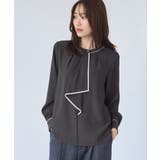 チャコール(06) | 【WEB限定】配色ボウタイ風ブラウス | ROPE' PICNIC