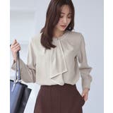 ベージュ(27) | 【WEB限定】配色ボウタイ風ブラウス | ROPE' PICNIC