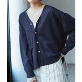 ネイビー(40) | シルク混Ｖネック金ボタンニットカーディガン | ROPE' PICNIC