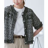 ブラック系(03) | 【サマー・ツイード】ハーフスリーブカーディガン | ROPE' PICNIC