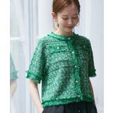 グリーン(30) | 【サマー・ツイード】ハーフスリーブカーディガン | ROPE' PICNIC