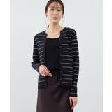 ネイビー(40) | シアーボーダーニットカーディガン | ROPE' PICNIC