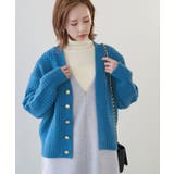 ブルー(44) | リンクコーデ/バンドンニットゴールド釦カーディガン | ROPE' PICNIC
