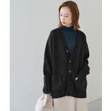 ブラック(01) | 【WEB限定カラー:レッド】バンドンニットミドル丈カーディガン | ROPE' PICNIC