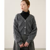 チャコール(06) | ダイヤチェック柄ループフェザーカーディガン | ROPE' PICNIC
