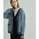 ブルー(44) | 【WEB限定】ツイード風ニットカーディガン | ROPE' PICNIC