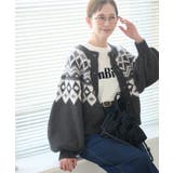 チャコール(06) | 求心柄ボリュームスリーブカーディガン/イージーケア | ROPE' PICNIC