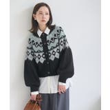 ネイビー(40) | 求心柄ボリュームスリーブカーディガン/イージーケア | ROPE' PICNIC