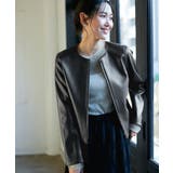 【花粉ガード】シンセティックレザーノーカラージャケット | ROPE' PICNIC | 詳細画像11 