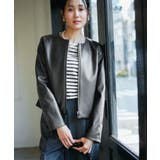 【花粉ガード】シンセティックレザーノーカラージャケット | ROPE' PICNIC | 詳細画像5 