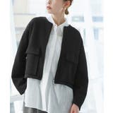 ブラック(01) | 幾何柄ジャガードショート丈ブルゾン | ROPE' PICNIC