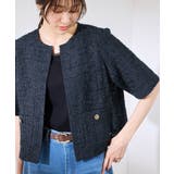 ネイビー(40) | 【サマー・ツイード】ハーフスリーブジャケット | ROPE' PICNIC