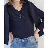 ネイビー(40) | オーガニックスイスコットン7分袖ニットプルオーバー | ROPE' PICNIC