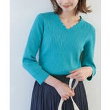 ブルー系(45) | オーガニックスイスコットン7分袖ニットプルオーバー | ROPE' PICNIC