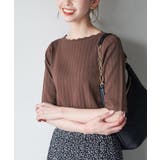 ブラウン(22) | Beauty knit スカラップネックハーフスリーブニットプルオーバー | ROPE' PICNIC