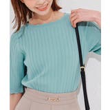 サックス(48) | Beauty knit スカラップネックハーフスリーブニットプルオーバー | ROPE' PICNIC