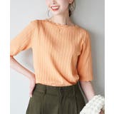 オレンジ系(74) | Beauty knit スカラップネックハーフスリーブニットプルオーバー | ROPE' PICNIC
