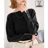 ブラック(01) | 【洗濯機OK・アンチピリング】マシュマロ袖パールドルマンニット | ROPE' PICNIC