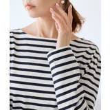 ネイビー(40) | 刺繍入りボーダーカットトップス | ROPE' PICNIC