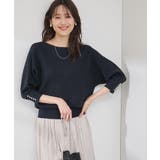 ネイビー(40) | アンジェリーナ7分袖パールドルマンニット | ROPE' PICNIC