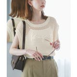 オフホワイト(15) | コード刺繍入りメッシュサマーニット | ROPE' PICNIC