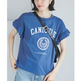 ブルー系(45) | 袖フリルカレッジロゴTシャツ | ROPE' PICNIC