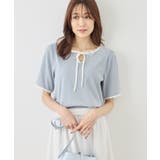 サックス(48) | 前後2WAY配色テレコリボンディテールトップス | ROPE' PICNIC
