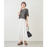 カレッジロゴプリントフレアスリーブピグメントTシャツ/リンクコーデ | ROPE' PICNIC | 詳細画像2