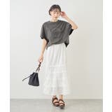 カレッジロゴプリントフレアスリーブピグメントTシャツ/リンクコーデ | ROPE' PICNIC | 詳細画像4