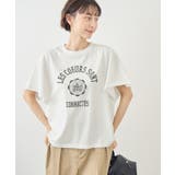 ホワイト(10) | カレッジロゴプリントフレアスリーブピグメントTシャツ/リンクコーデ | ROPE' PICNIC