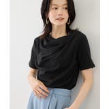 ブラック(01) | ハーフスリーブドレープカットトップス | ROPE' PICNIC