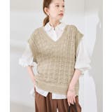配色ステッチ透かし編みニットベスト | ROPE' PICNIC | 詳細画像14 