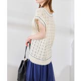 配色ステッチ透かし編みニットベスト | ROPE' PICNIC | 詳細画像6 