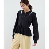 ネイビー(40) | ペプラムポロカラーニット | ROPE' PICNIC