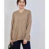 ブラウン(22) | チャイニーズラクーン混ニットロングVネックプルオーバー | ROPE' PICNIC