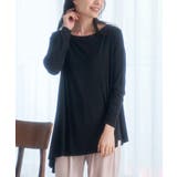 ブラック(01) | 【セットアップ対応】ソフトリッチ天竺アシメヘムフレアトップス | ROPE' PICNIC